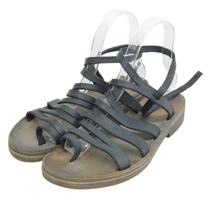 m.a+ エムエークロス 美品 レザー グラディエーター サンダル シューズ レディース ブルー 37 シューズ 37