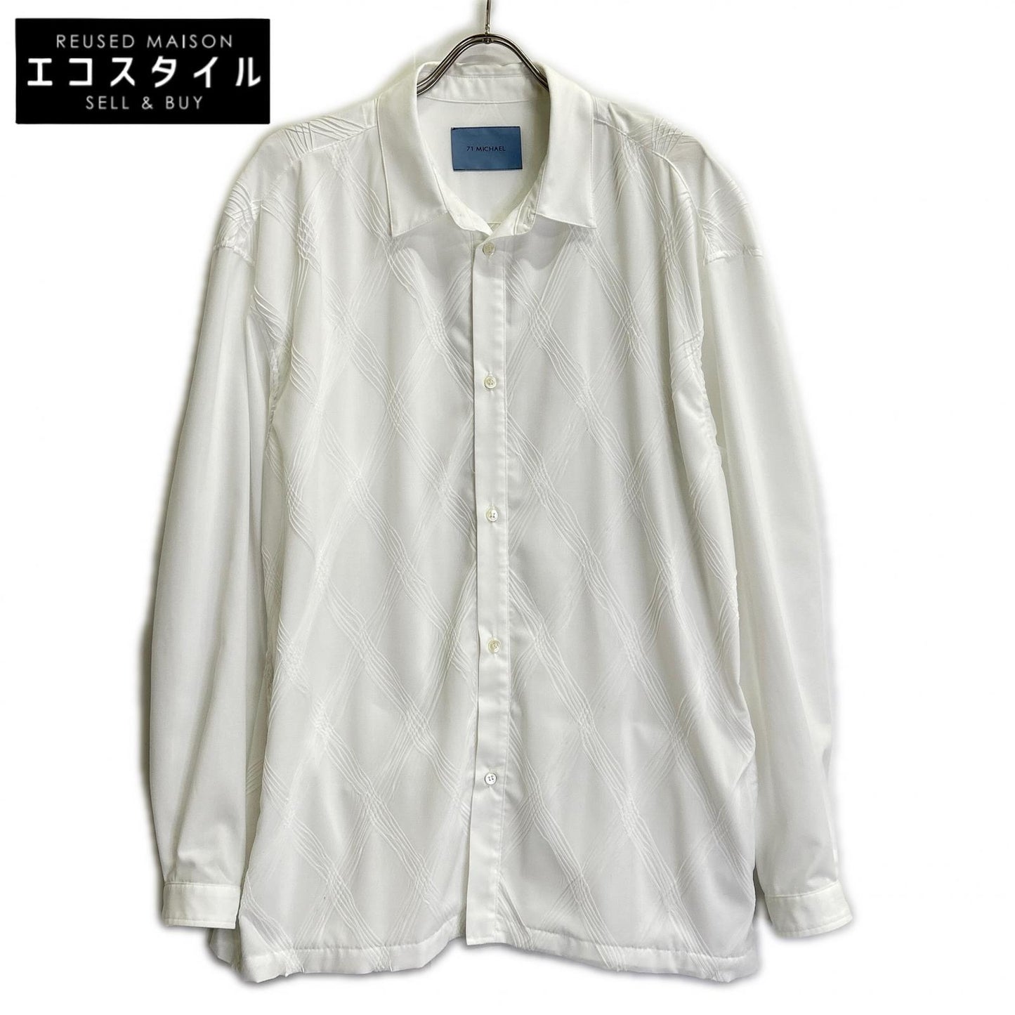 71 MICHAEL ミシェル ホワイト プリーツ加工 オーバーサイズ シャツ トップス
