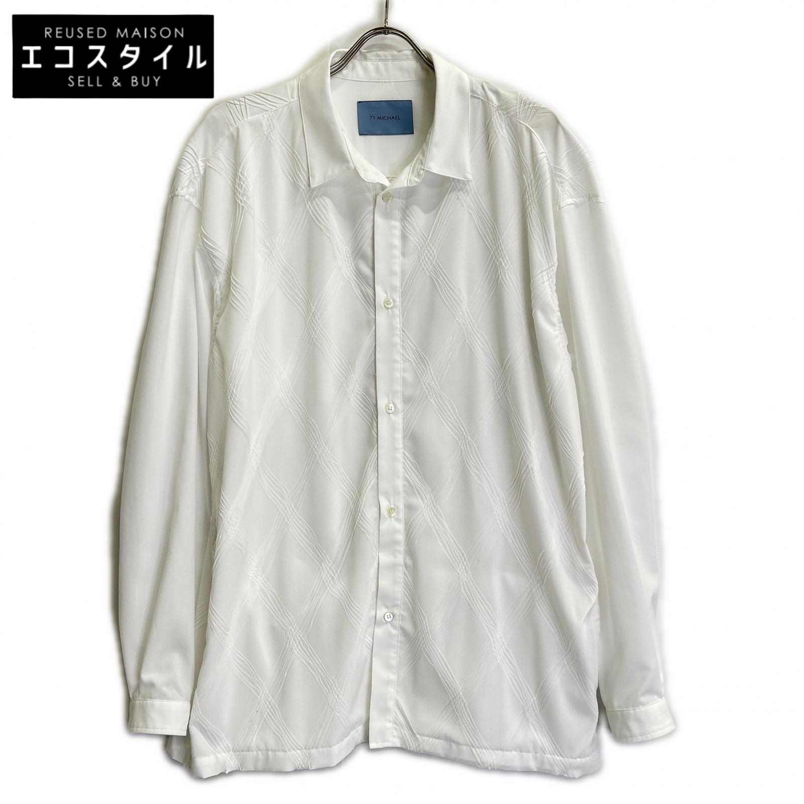 71 MICHAEL ミシェル ホワイト プリーツ加工 オーバーサイズ シャツ トップス