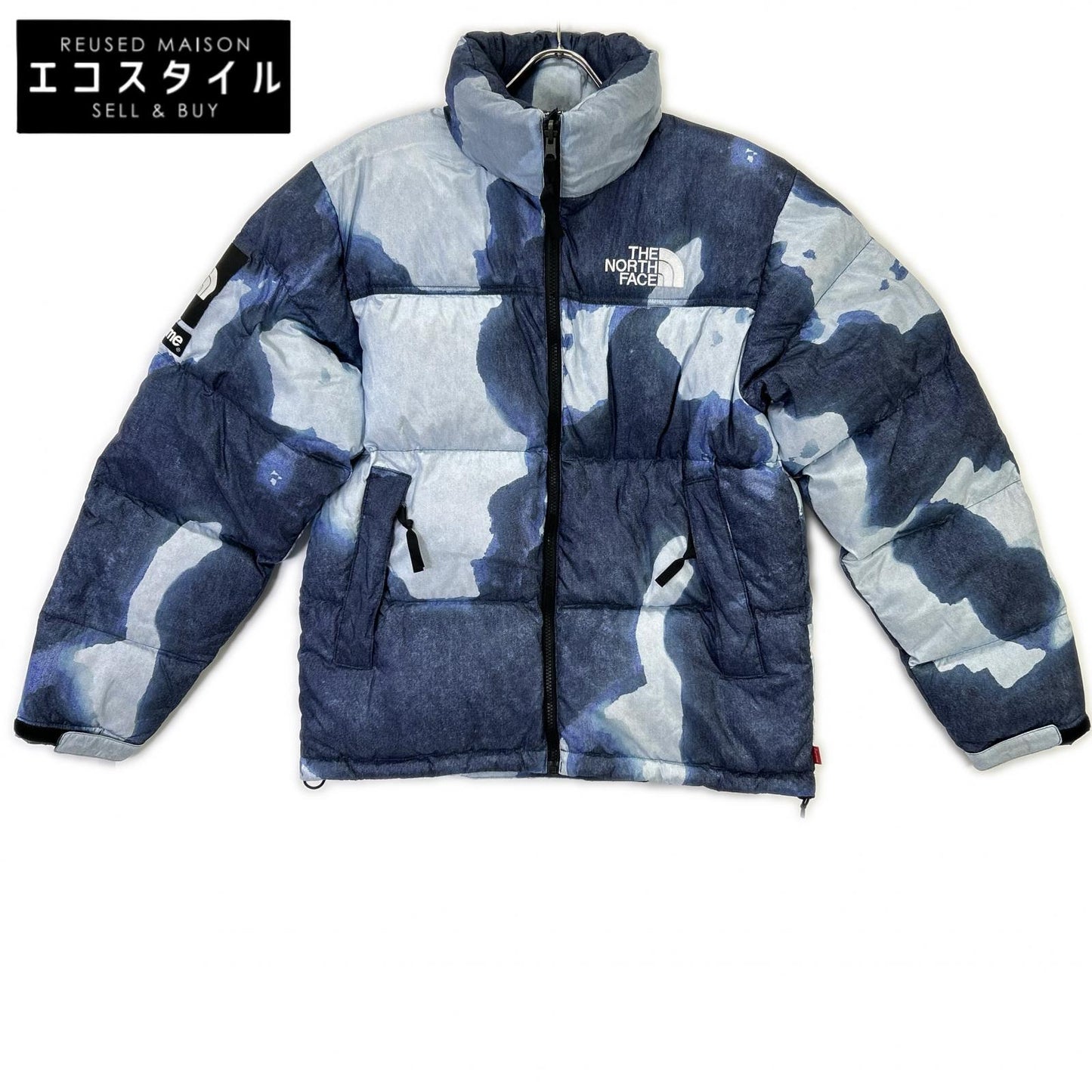 THE NORTH FACE ノースフェイス ×ｼｭﾌﾟﾘｰﾑ 21AW ﾌﾞﾘｰﾁ ﾃﾞﾆﾑ ﾌﾟﾘﾝﾄ ﾇﾌﾟｼ ﾀﾞｳﾝ ｼﾞｬｹｯﾄ ジャケット S