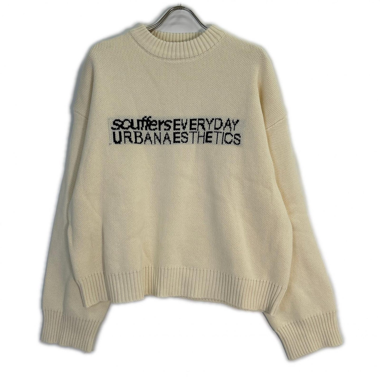 Scuffers White x Black Logo Embroidery Mock Neck Knit Top