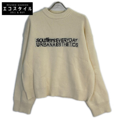 Scuffers White x Black Logo Embroidery Mock Neck Knit Top