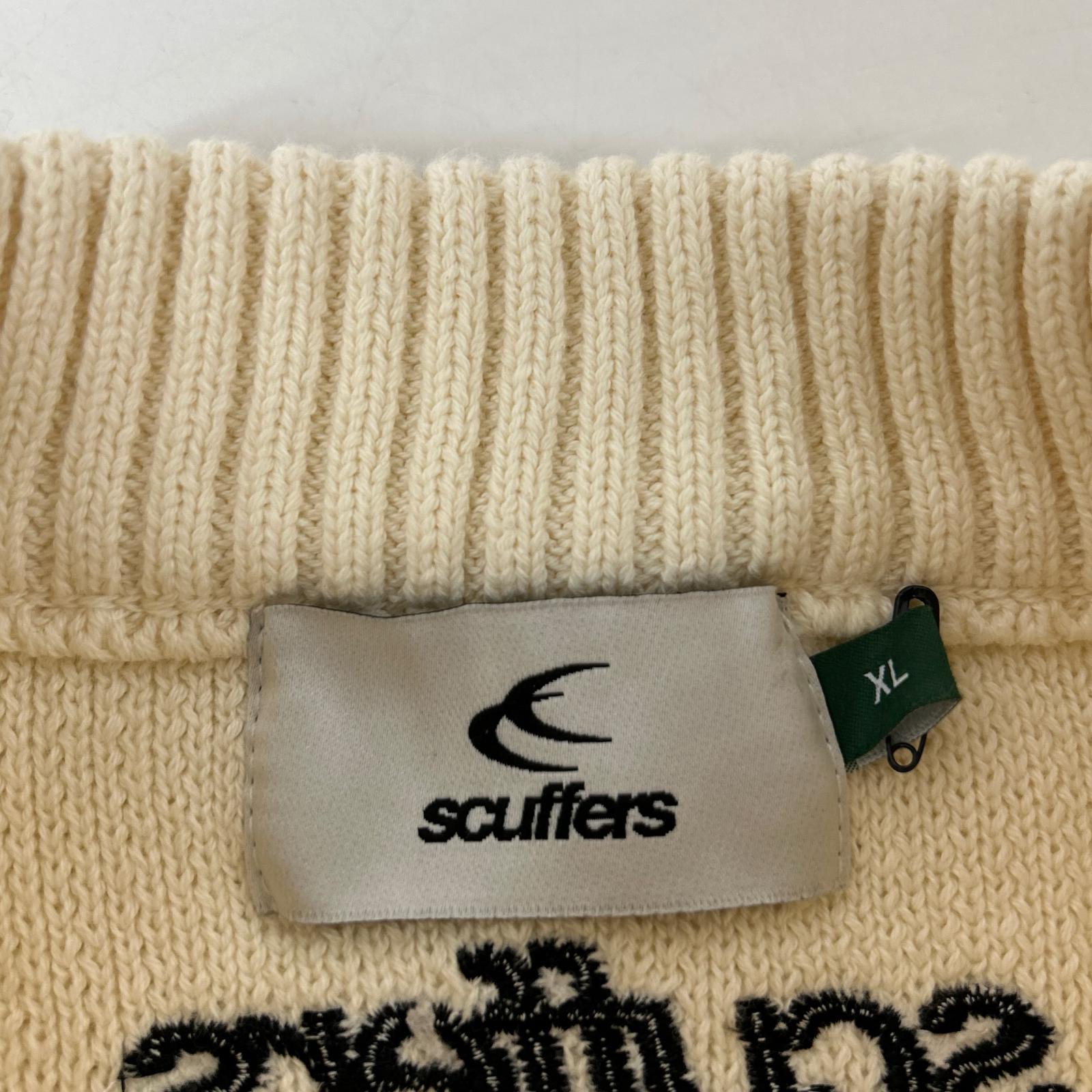Scuffers White x Black Logo Embroidery Mock Neck Knit Top