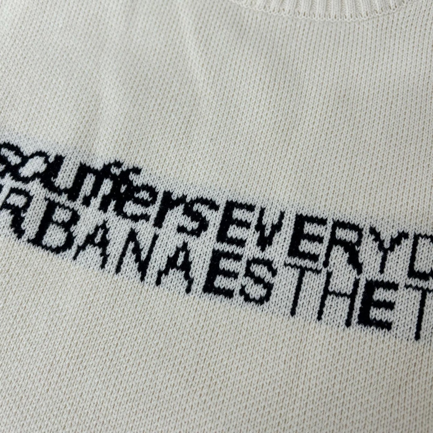 Scuffers White x Black Logo Embroidery Mock Neck Knit Top