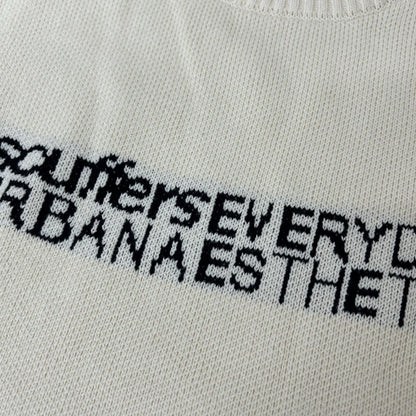 Scuffers White x Black Logo Embroidery Mock Neck Knit Top