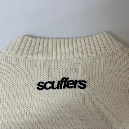 Scuffers White x Black Logo Embroidery Mock Neck Knit Top