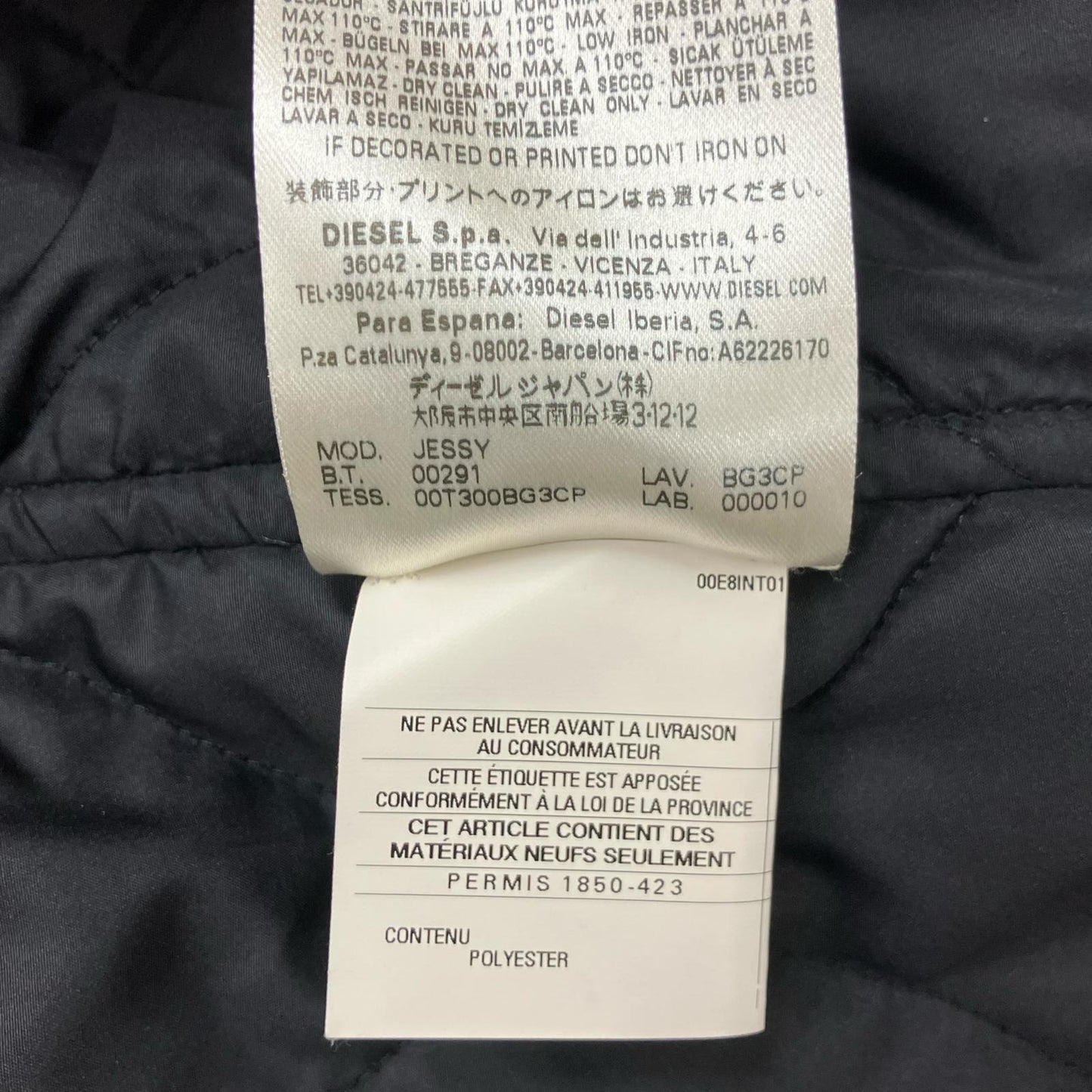 DIESEL BlackGold Black JESSY Nylon Coat Coat 46