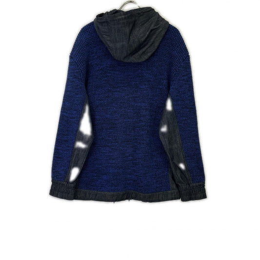 DIESEL BlackGold ディーゼルブラックゴールド ﾌﾞﾗｯｸ×ﾌﾞﾙｰ ﾆｯﾄ ﾃﾞﾆﾑ 切り替えﾌｰﾃﾞｨｰ ジャケット M