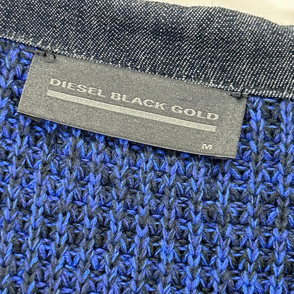 DIESEL BlackGold 迪赛黑金 黑×蓝 针织 牛仔布拼接连帽夹克 M