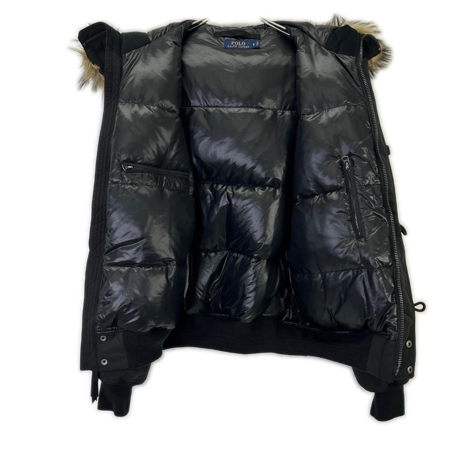 POLO RALPH LAUREN Black Hooded Down Parka Jacket S