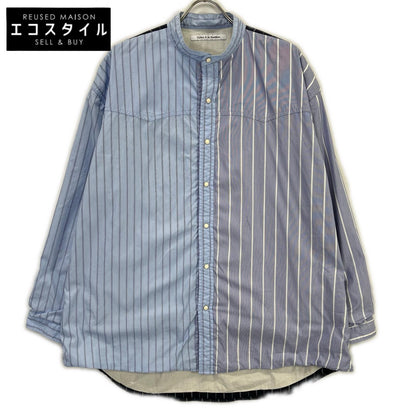 Children of the discordance COTDSH-117 Blue Patchwork Stripe Shirt Top