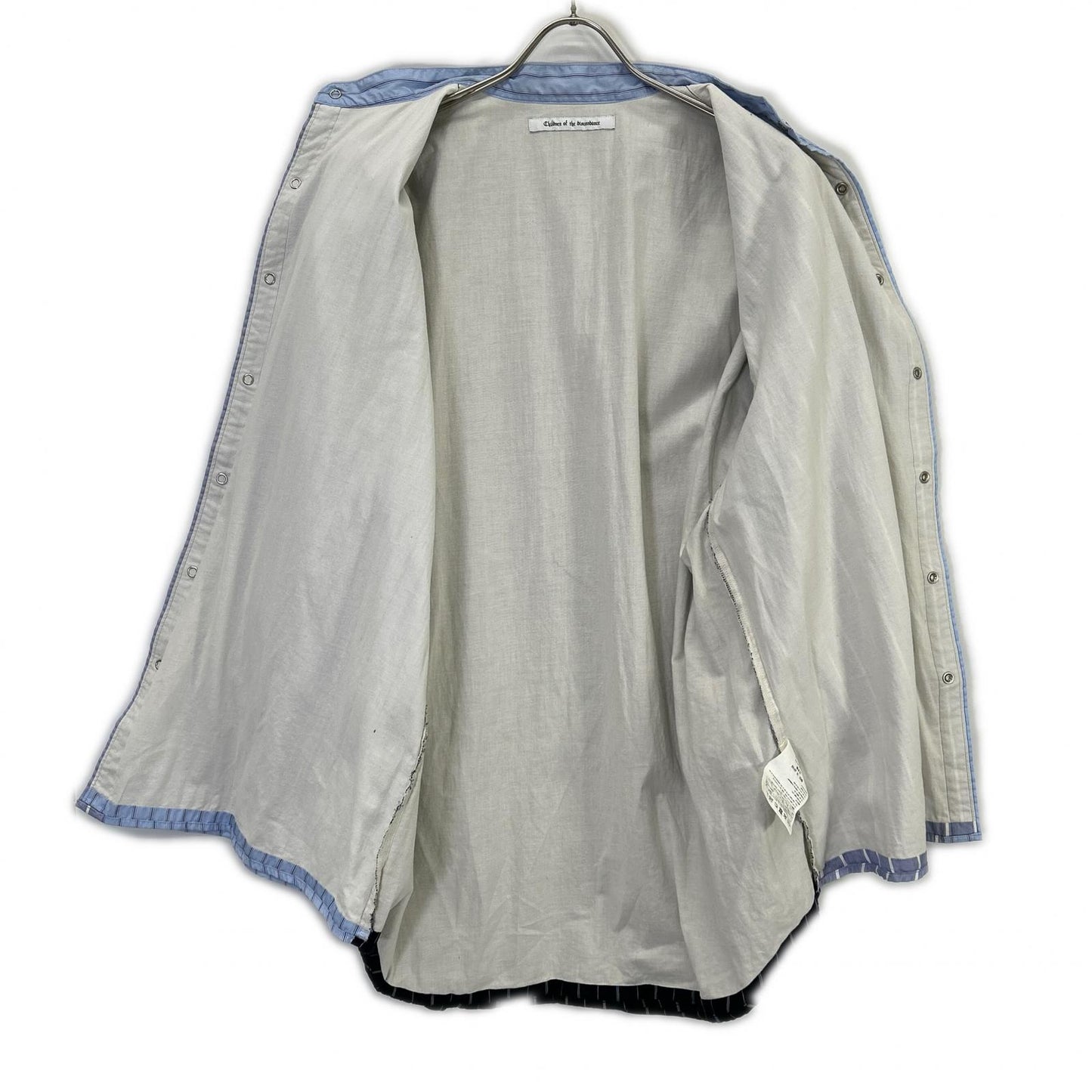 Children of the discordance COTDSH-117 Blue Patchwork Stripe Shirt Top