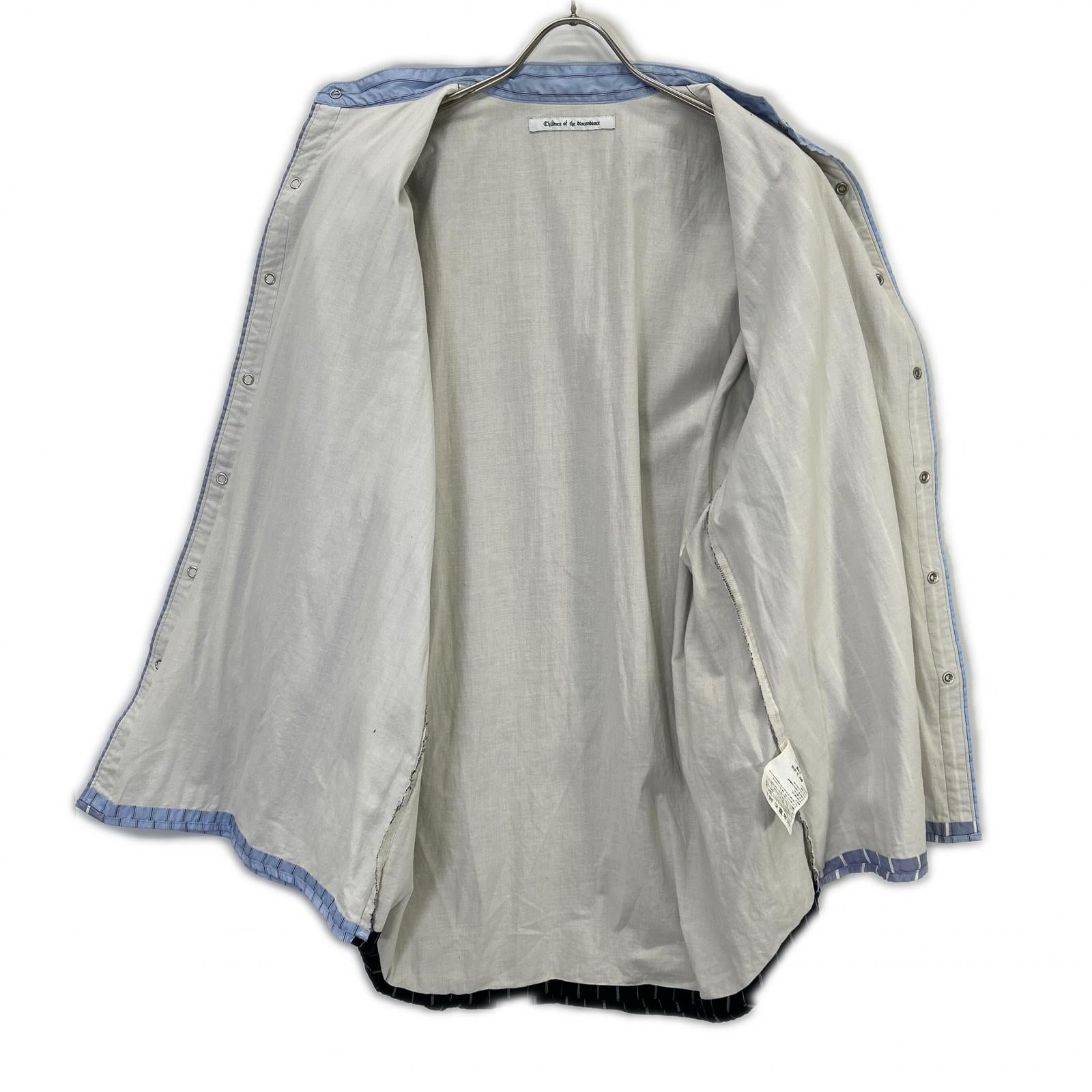 Children of the discordance COTDSH-117 Blue Patchwork Stripe Shirt Top