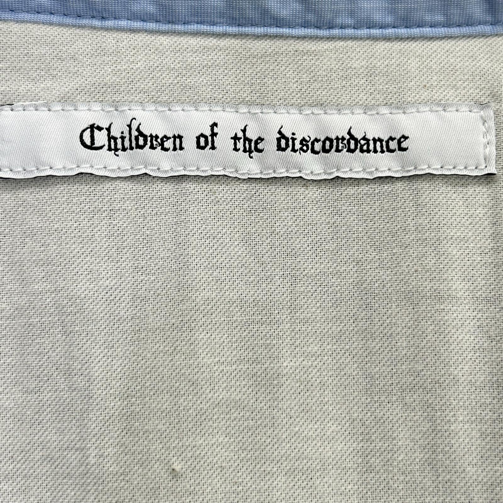 Children of the discordance COTDSH-117 Blue Patchwork Stripe Shirt Top