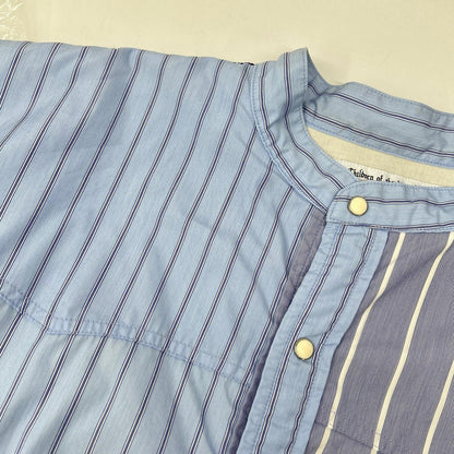 Children of the discordance COTDSH-117 Blue Patchwork Stripe Shirt Top