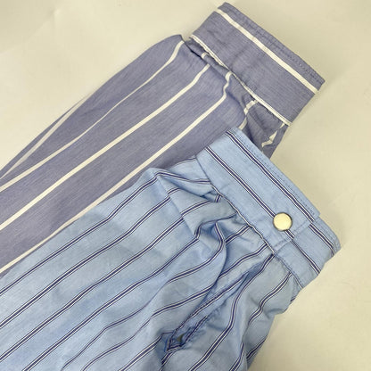 Children of the discordance COTDSH-117 Blue Patchwork Stripe Shirt Top