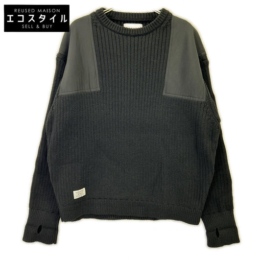 WTAPS ダブルタップス 22年 ﾌﾞﾗｯｸ ｺﾏﾝﾀﾞｰ ﾆｯﾄｾｰﾀｰ トップス X03