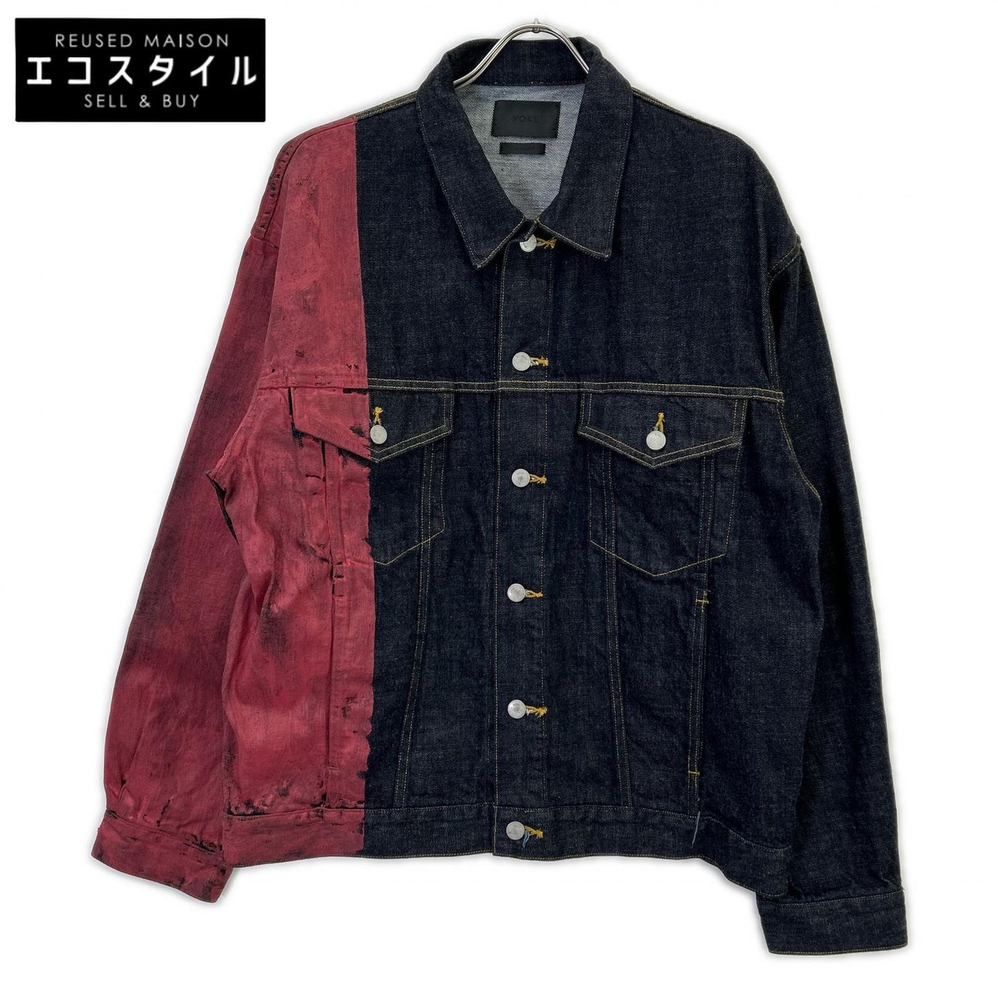 YOKE 【24AW】YK24FW0785B-A HAND PAINTED DENIM TRUCKER JACKET Denim Trucker Jacket Jacket