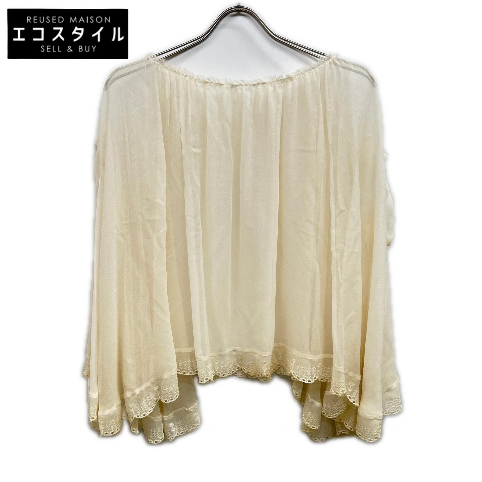 mina perhonen ts1707 Ivory Embroidered Chiffon Blouse Top