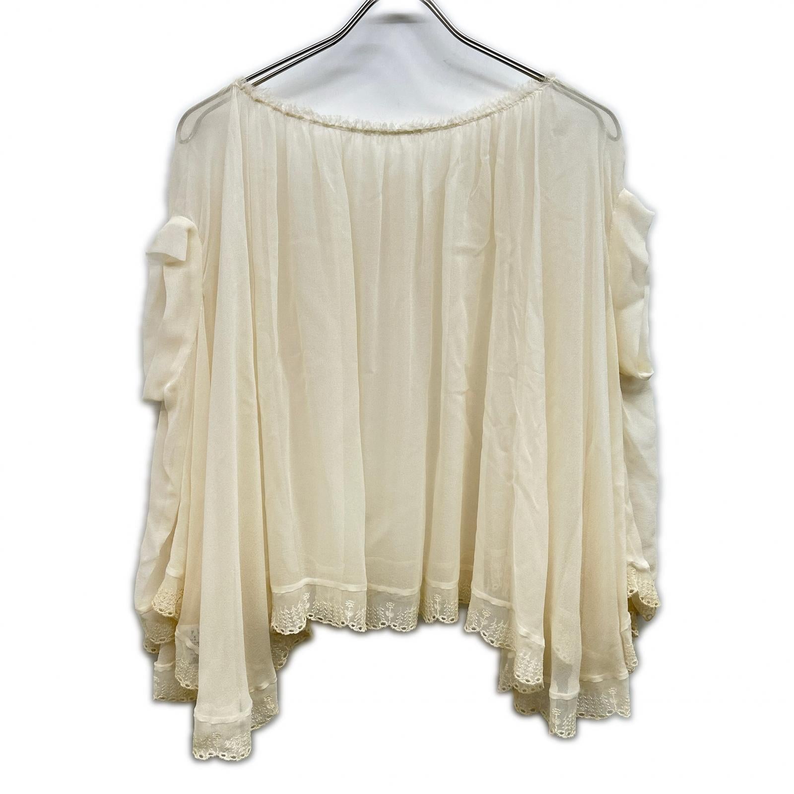 mina perhonen ts1707 Ivory Embroidered Chiffon Blouse Top