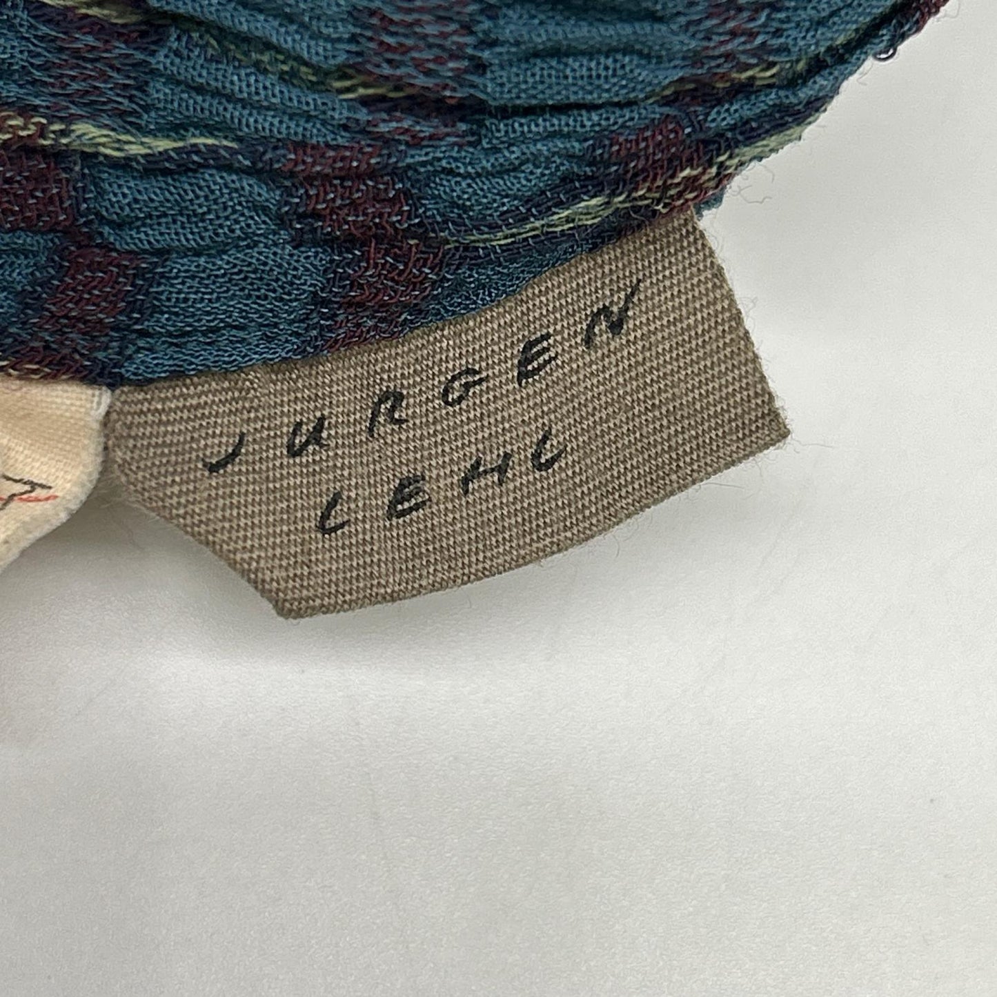 JURGEN LEHL J0191FB262 green wool-silk checked woven skipper blouse tops