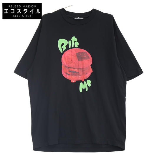 ACNE STUDIOS 23ss Black ENRIK BURGER OVERSIZED FACE T-SHIRT Top
