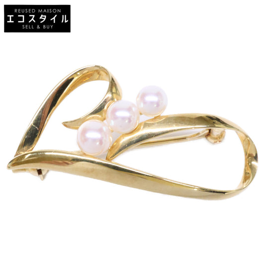 MIKIMOTO K18 Baby Pearl Heart Brooch