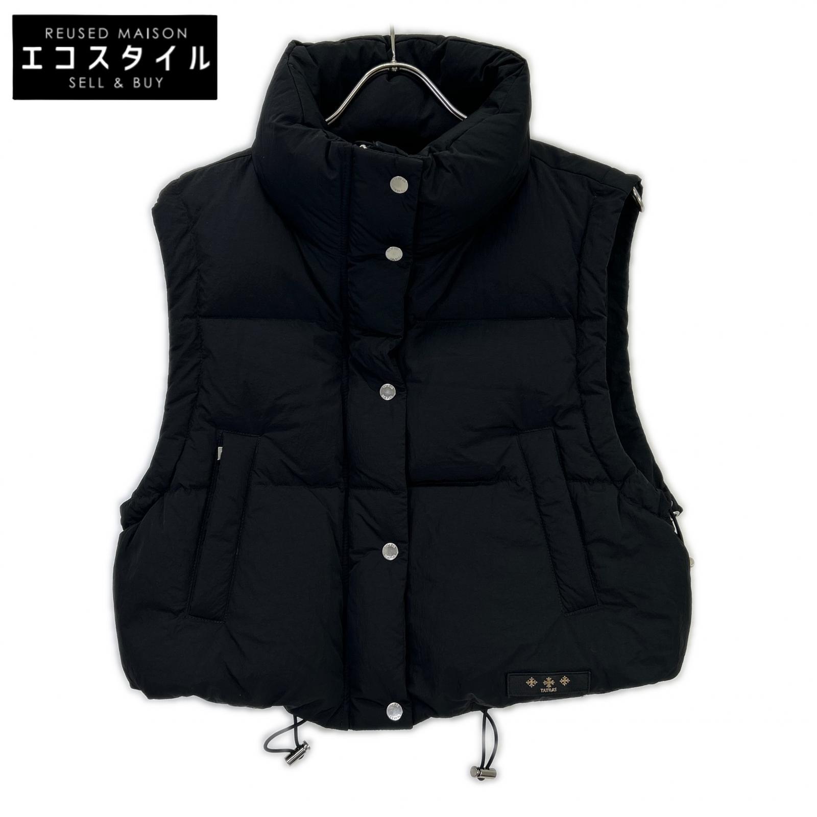 LTLA24A4290 Black Chaccle Stand Collar Short Down Vest Vest 02 Women's