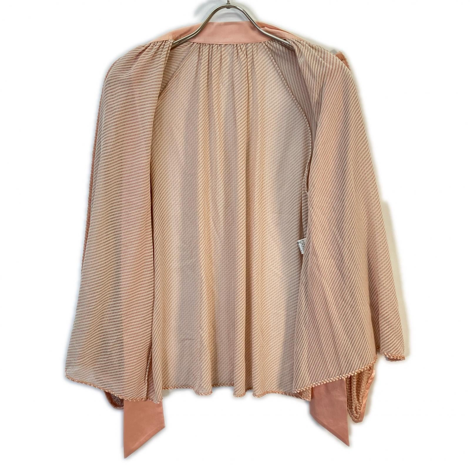 DRAWER 6521-299-0741 Pink Cotton Silk Velour Bow Tie Blouse Top