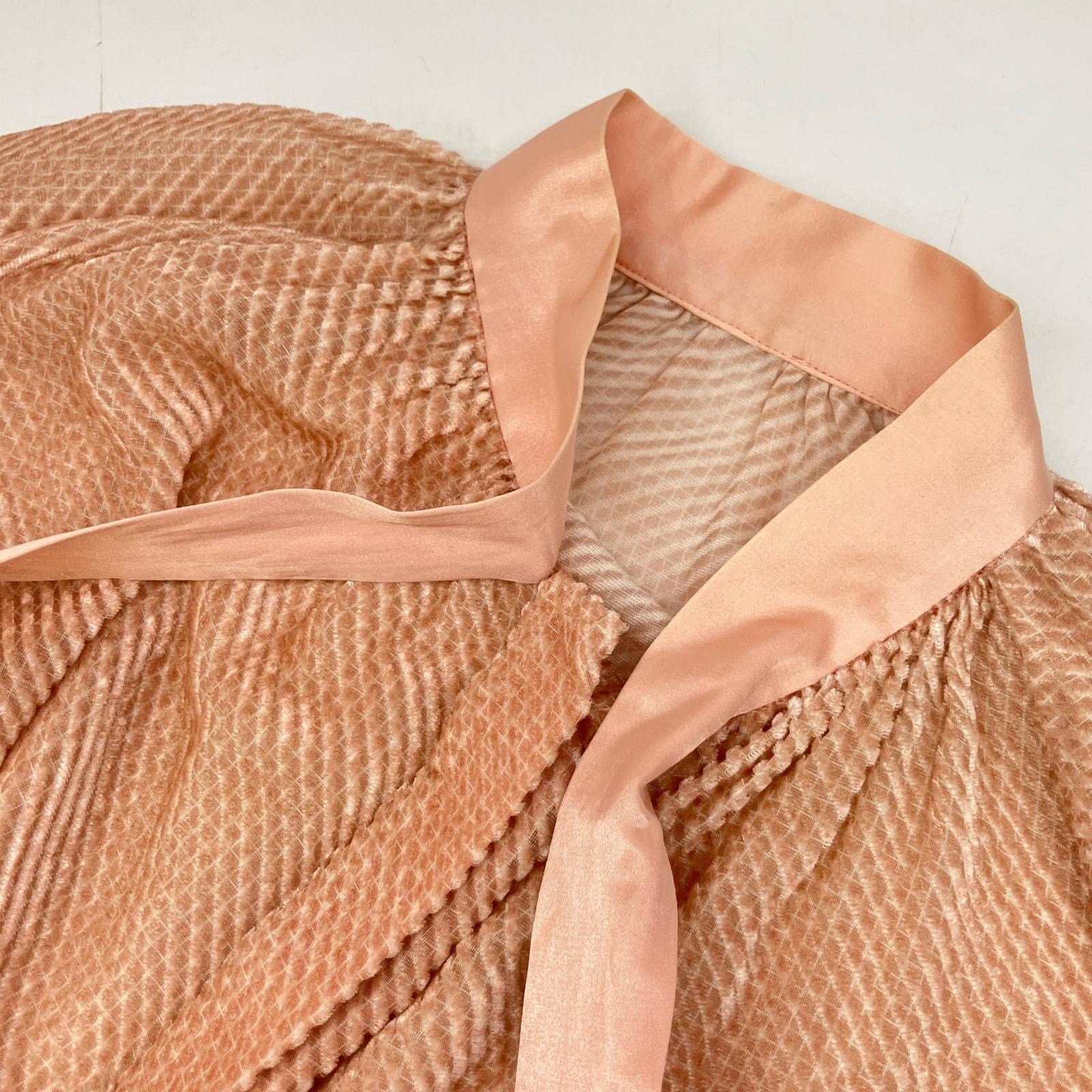 DRAWER 6521-299-0741 Pink Cotton Silk Velour Bow Tie Blouse Top