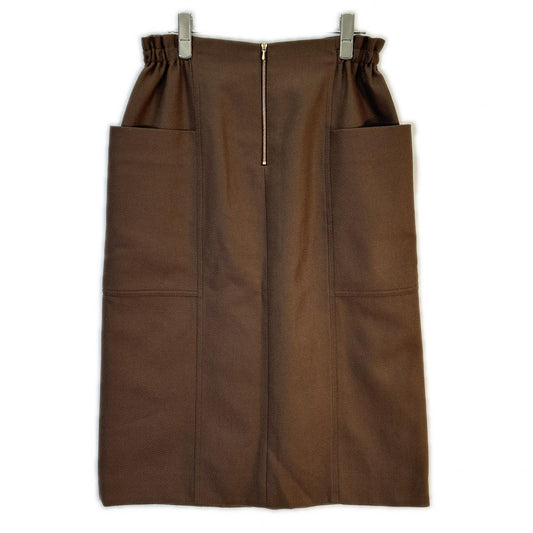 DRAWER ドゥロワー 6524-299-1577 ブラウン ウール×シルク×レーヨン タイトスカート スカート