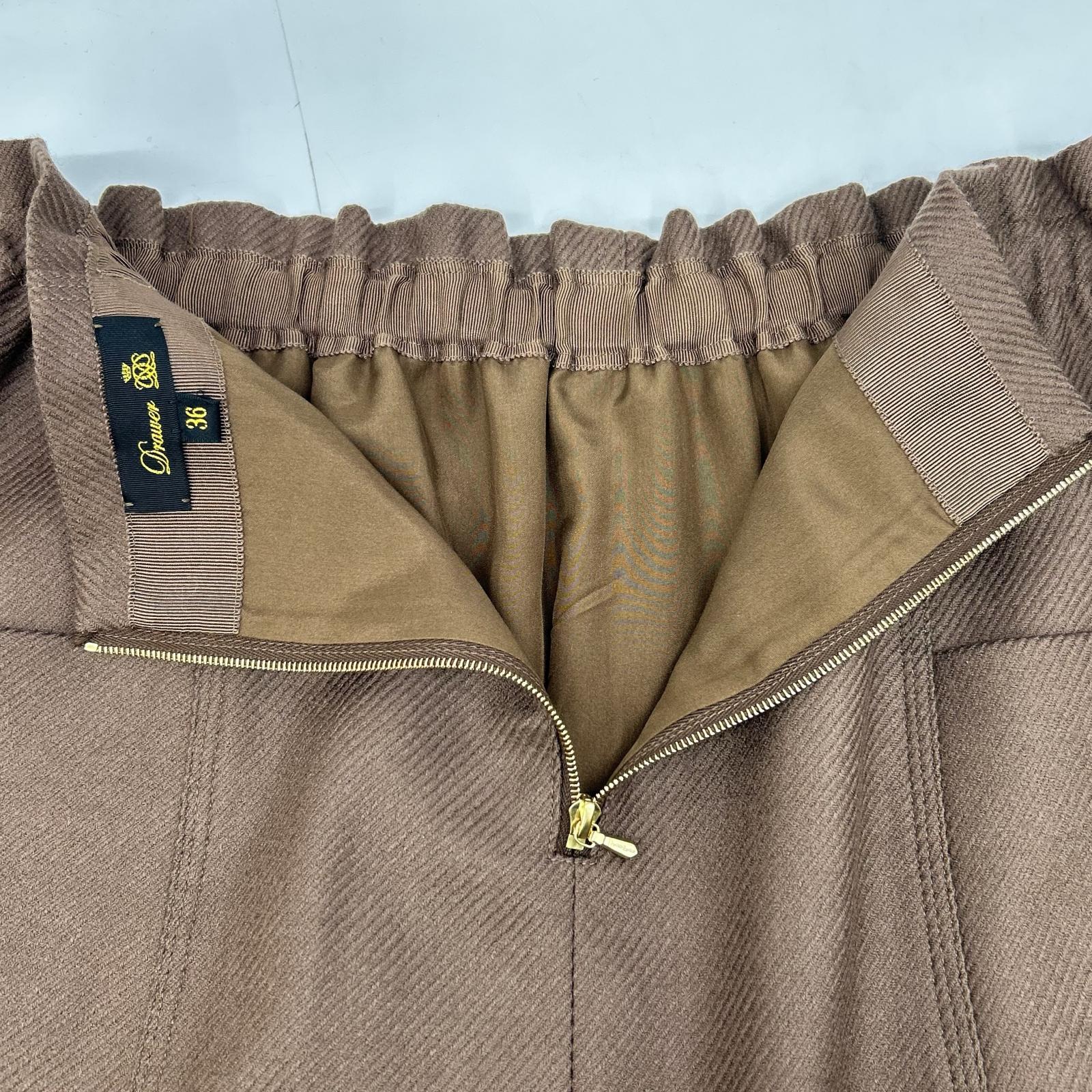 DRAWER 杜罗瓦 6524-299-1577 棕色 羊毛×丝绸×人造丝 紧身裙 半身裙
