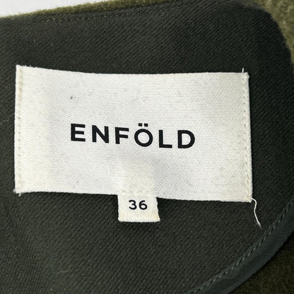 ENFOLD Enfold 300AS230-0620 卡其色羊毛混纺不规则下摆套头衫 上衣