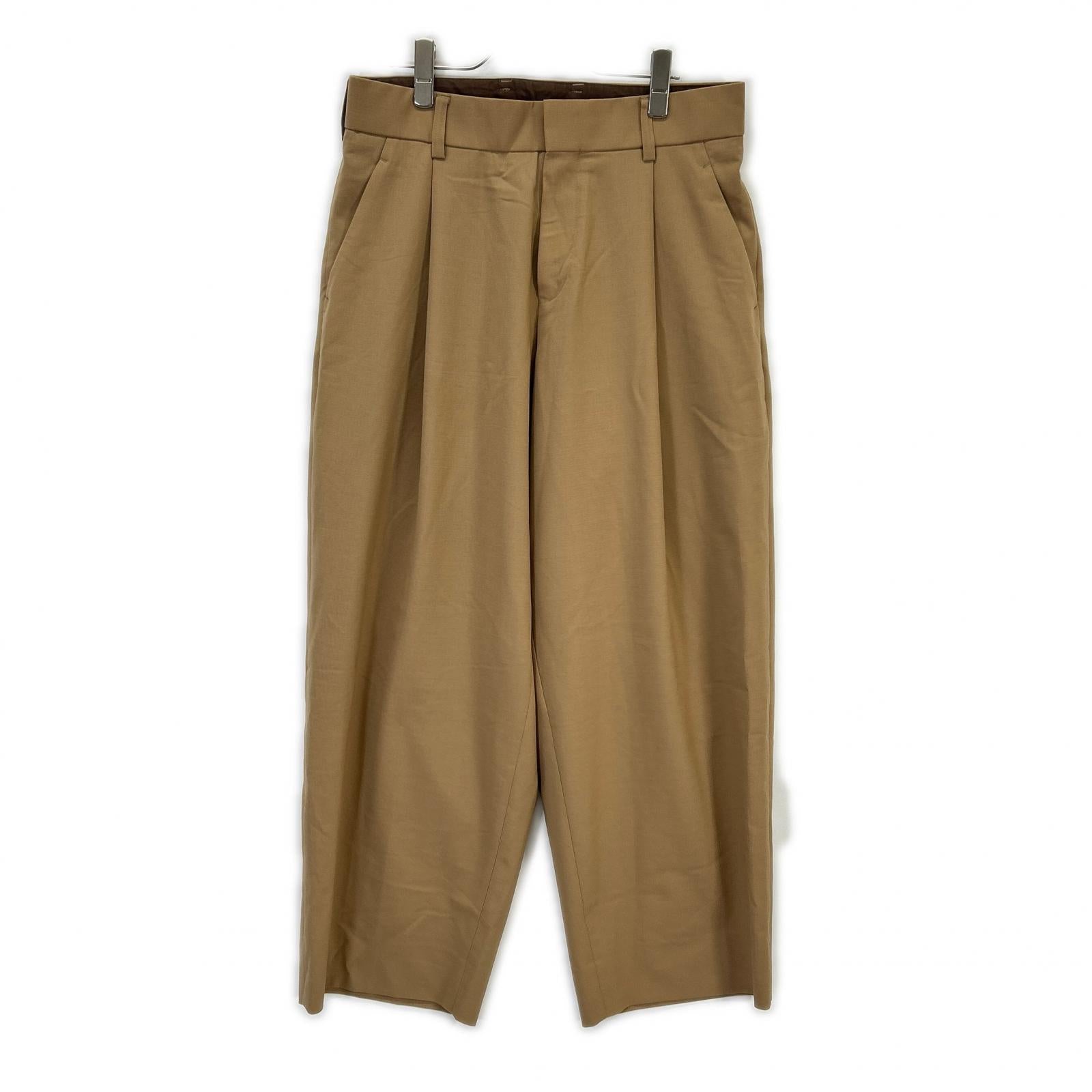 24SCM-P12110 24SS Beige Wool Blend Stretch Tropical Trousers Bottoms 1 Men's