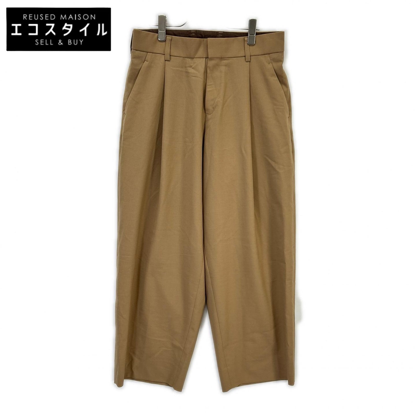 24SCM-P12110 24SS Beige Wool Blend Stretch Tropical Trousers Bottoms 1 Men's