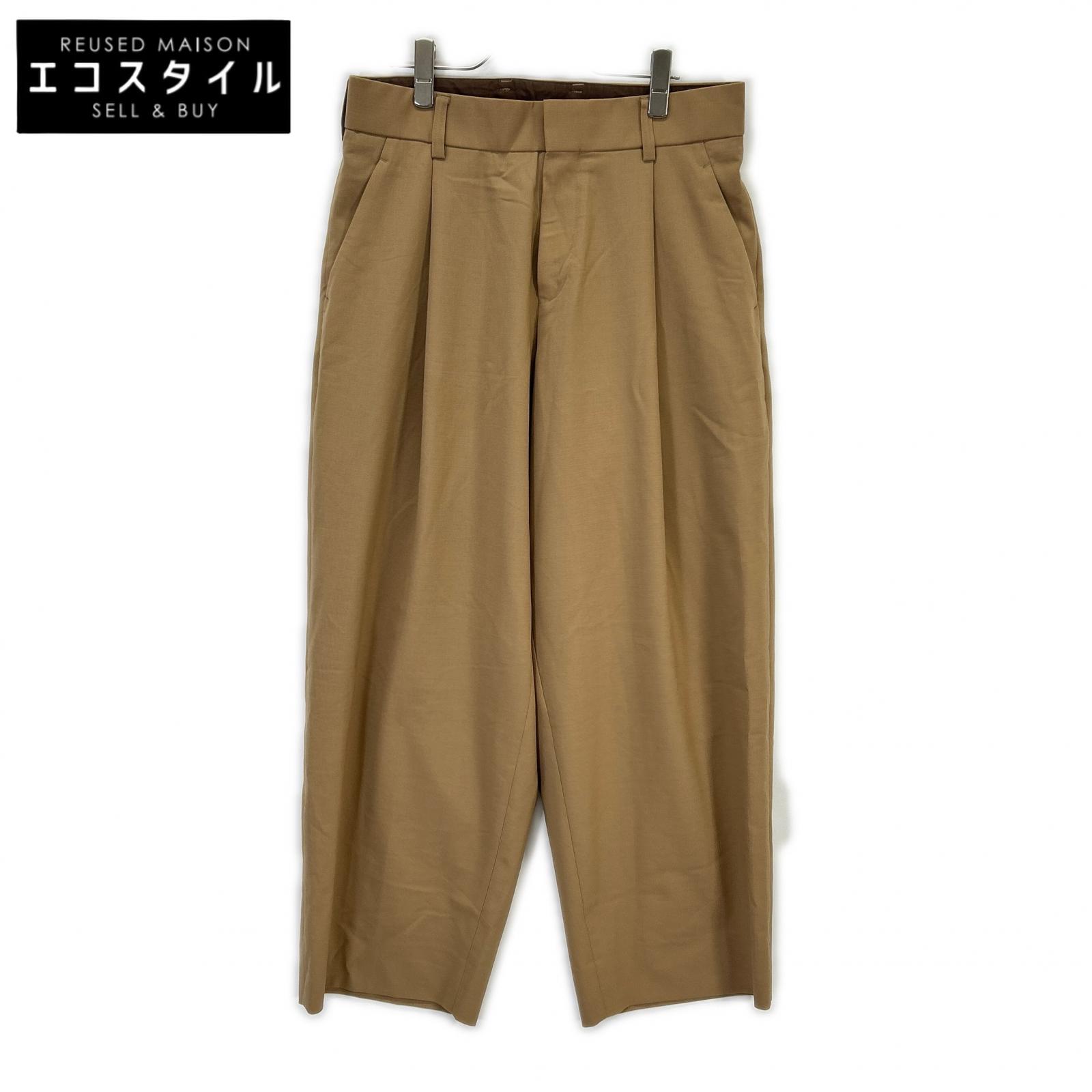 24SCM-P12110 24SS Beige Wool Blend Stretch Tropical Trousers Bottoms 1 Men's