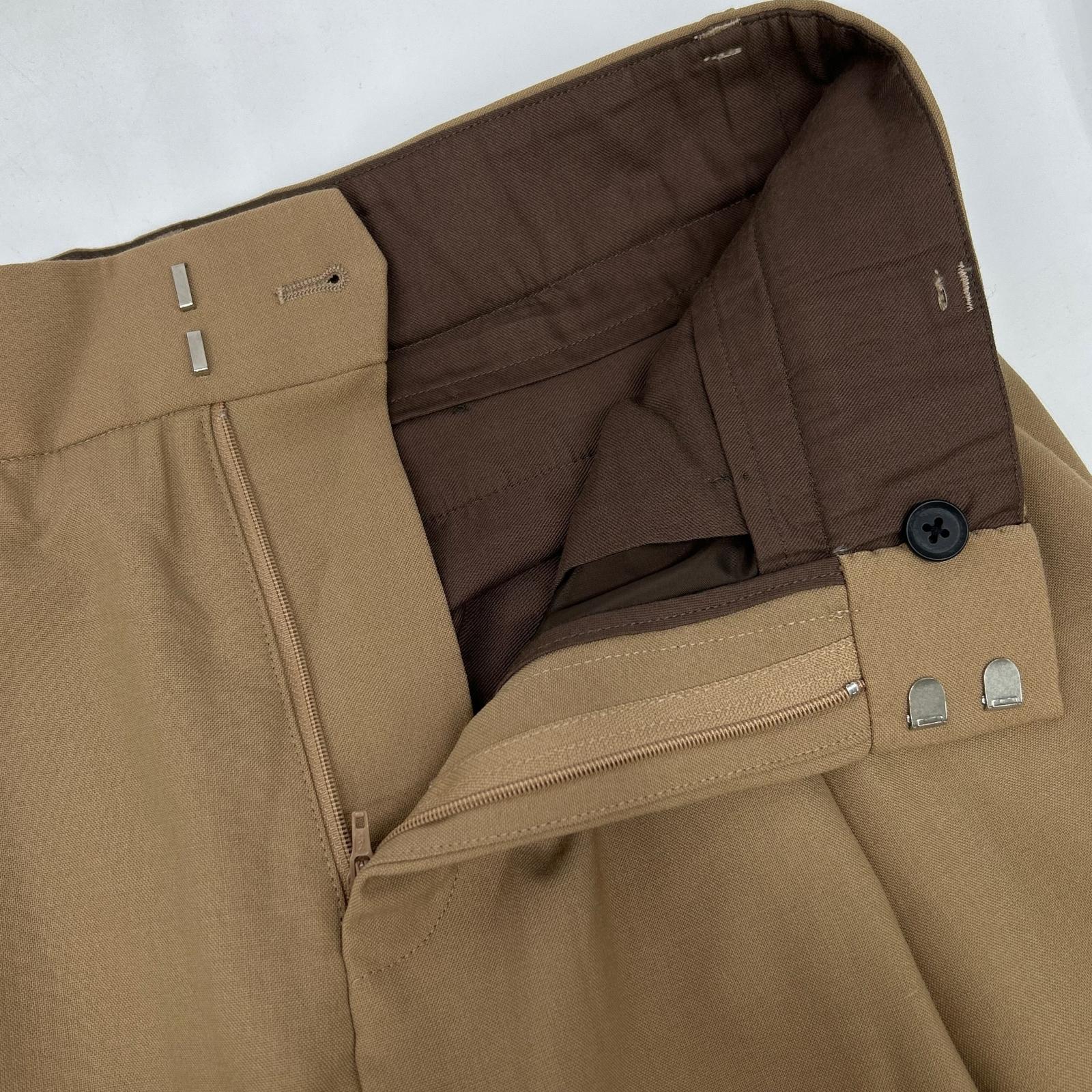 24SCM-P12110 24SS Beige Wool Blend Stretch Tropical Trousers Bottoms 1 Men's