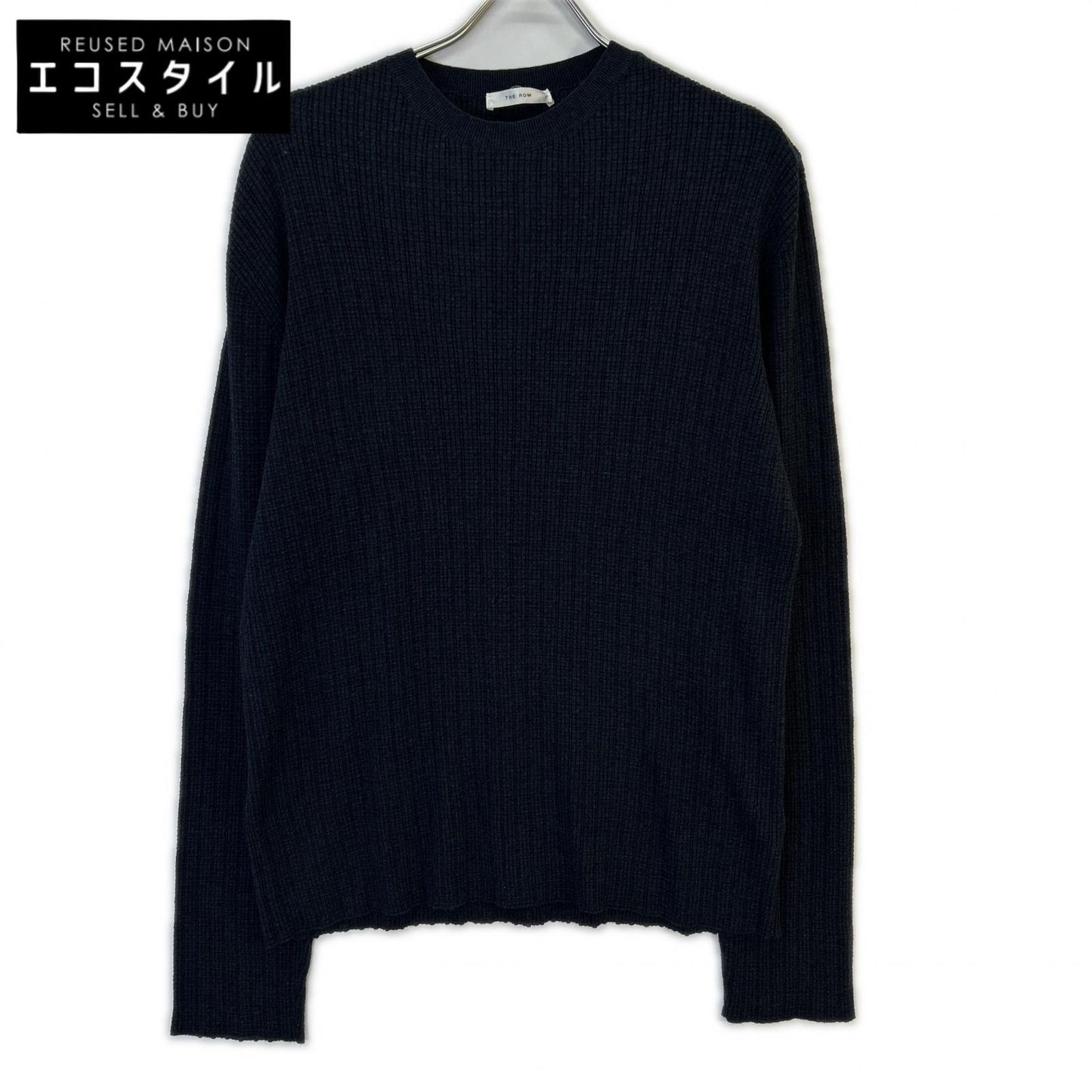 THE ROW 923 Y688 Navy Cotton Cashmere Knit Top
