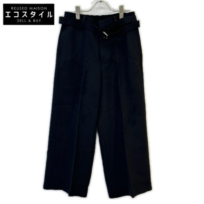 sacai サカイ 25SS ブラック ベルト付きセンタープレススラックスロングパンツ　25-030639M ボトムス