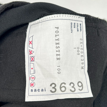 sacai サカイ 25SS ブラック ベルト付きセンタープレススラックスロングパンツ　25-030639M ボトムス