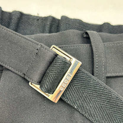 sacai 25SS Black Belted Center Press Slacks Long Pants 25-030639M Bottoms