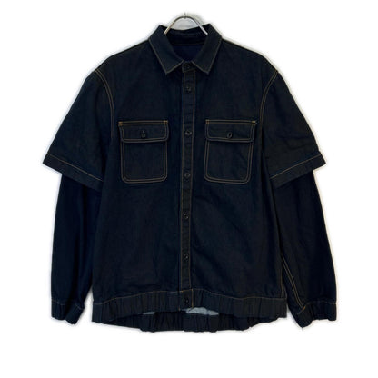 sacai サカイ 24-03438M インディゴ デニムプリント ドッキングシャツ トップス