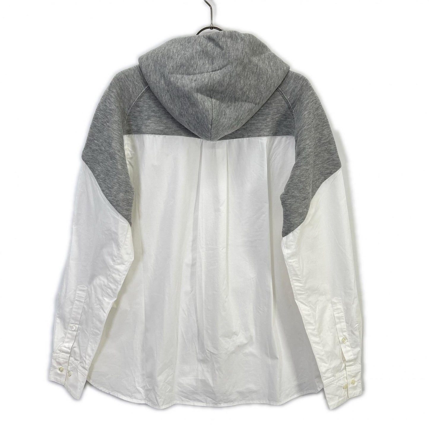 sacai SCM-026 White x Gray Docking Shirt Hoodie Top