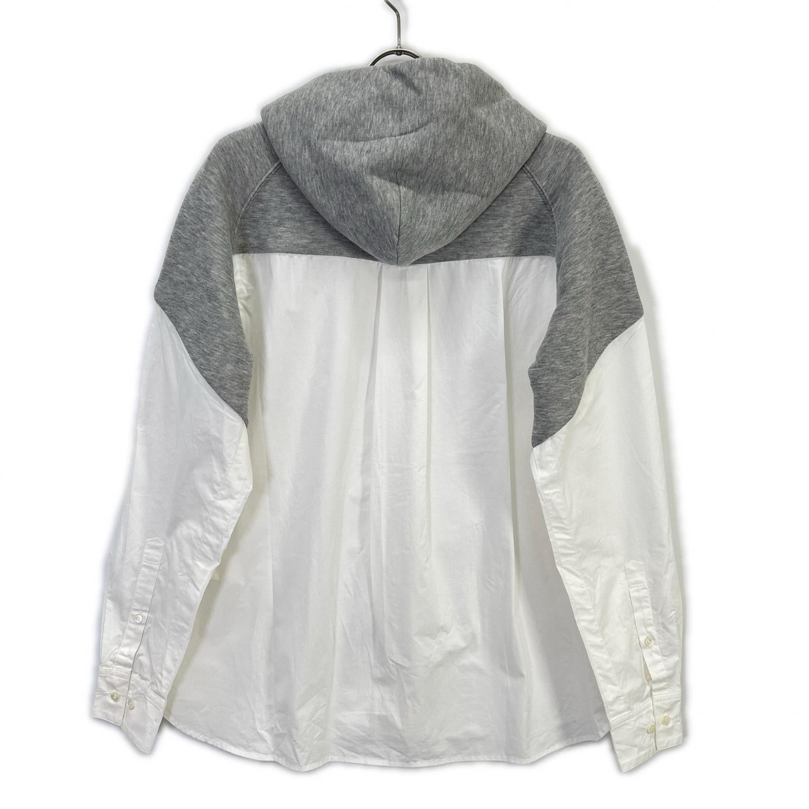 sacai SCM-026 White x Gray Docking Shirt Hoodie Top