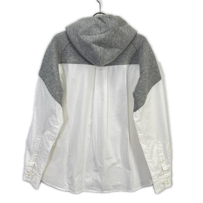 sacai SCM-026 White x Gray Docking Shirt Hoodie Top