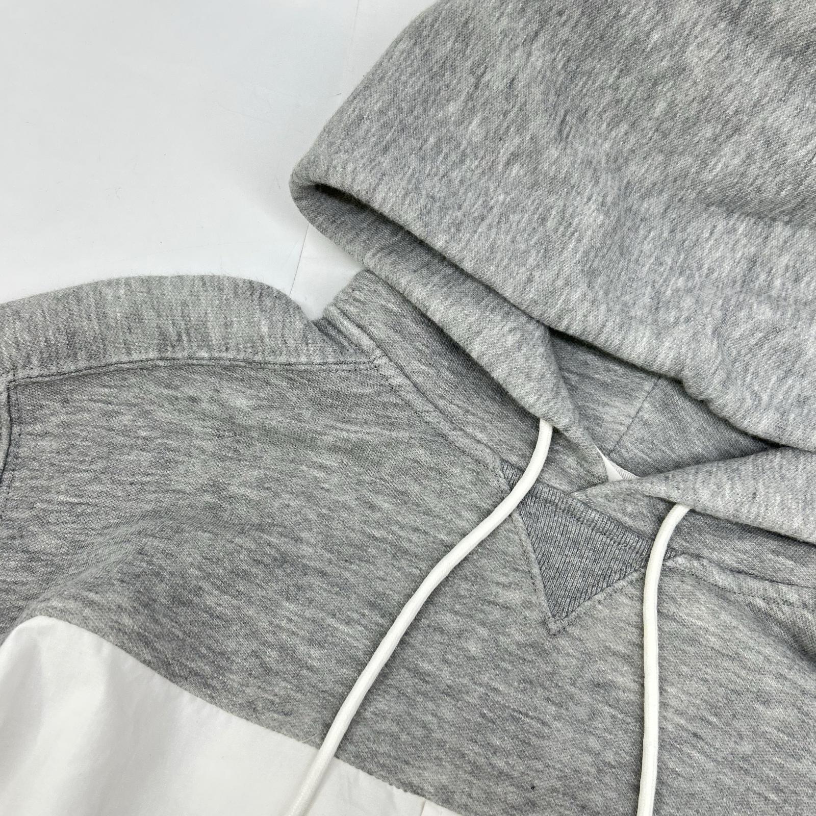 sacai SCM-026 White x Gray Docking Shirt Hoodie Top