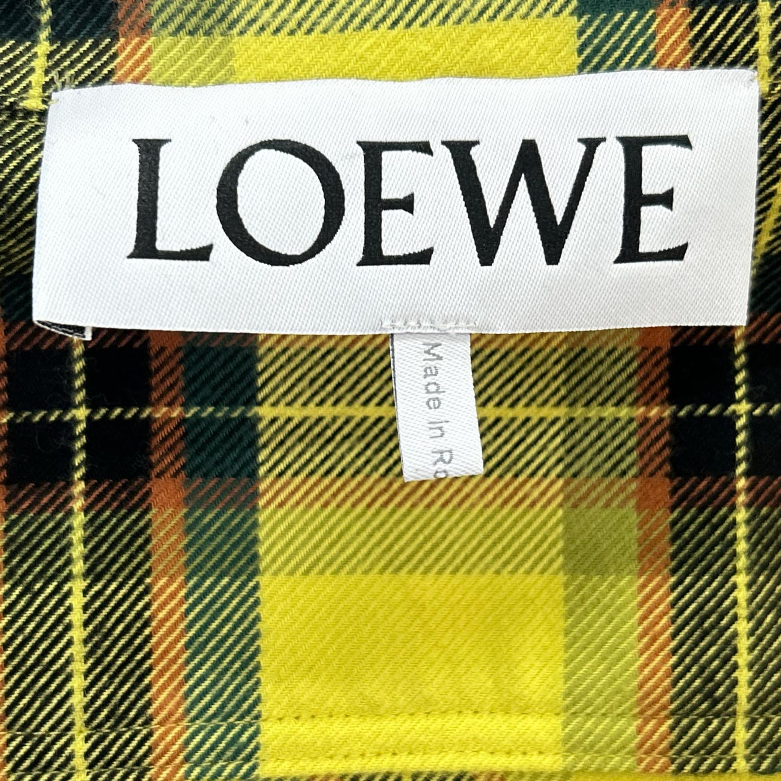 LOEWE 罗意威 H526Y05X07 21AW 黄色 格纹超大衬衫 上衣