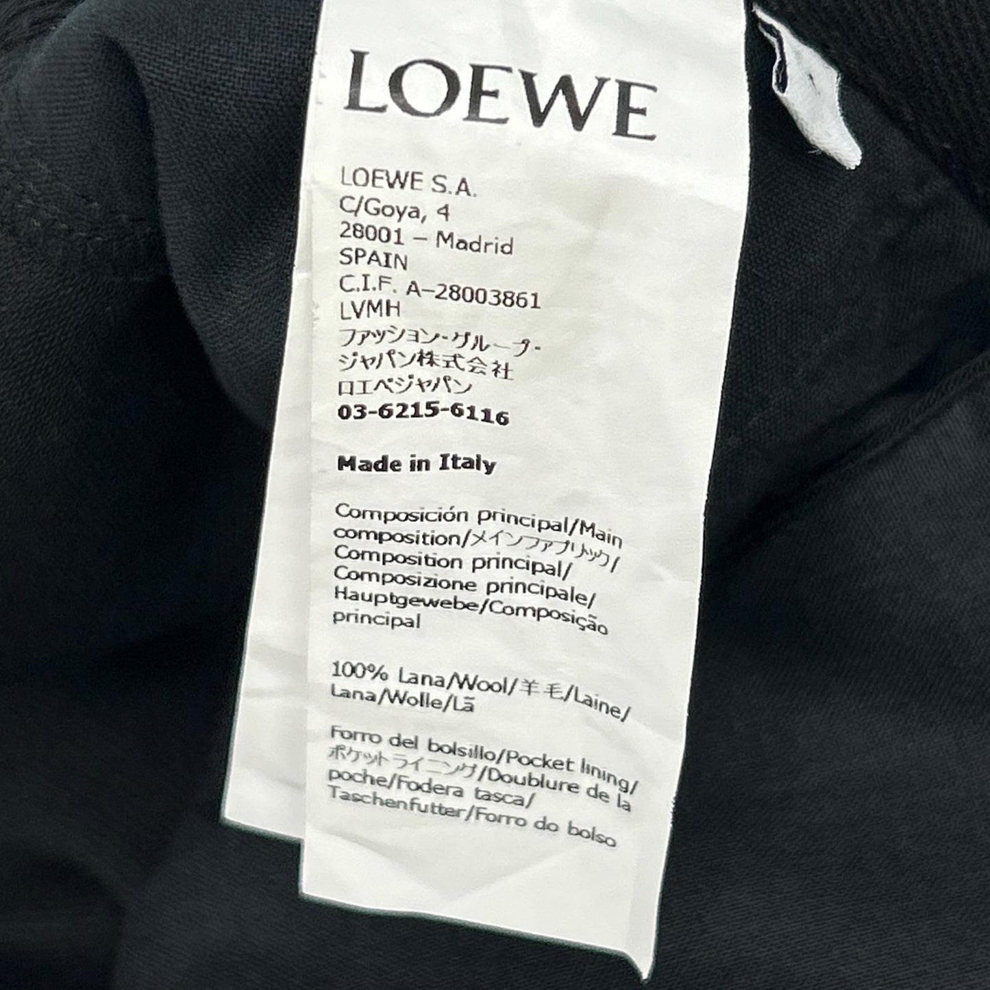 LOEWE H526Y04X26 Black Low Crotch Trousers Bottoms