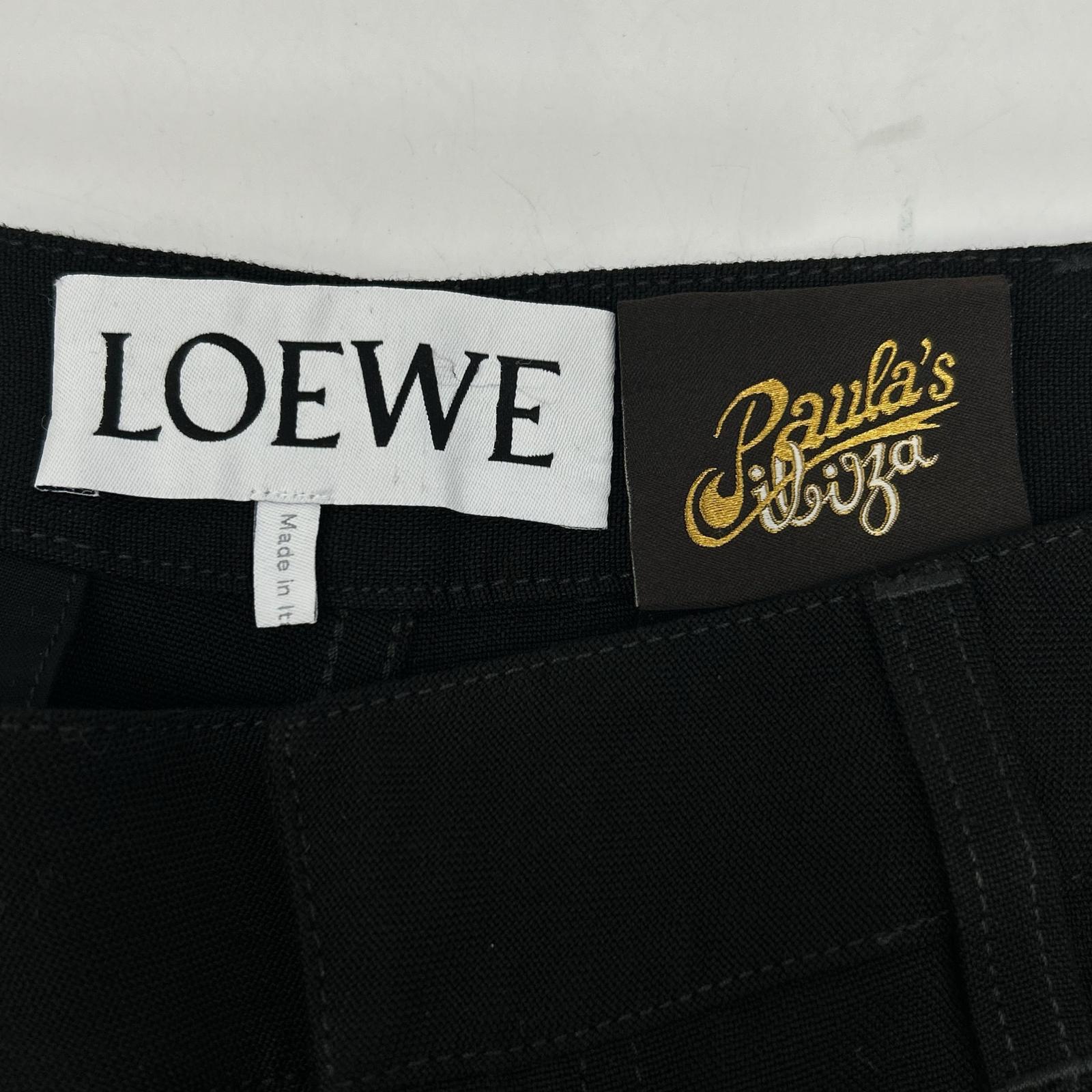 LOEWE ロエベ ×paula's ibiza S616Y04X69 Black Linen Blend Pants Bottoms