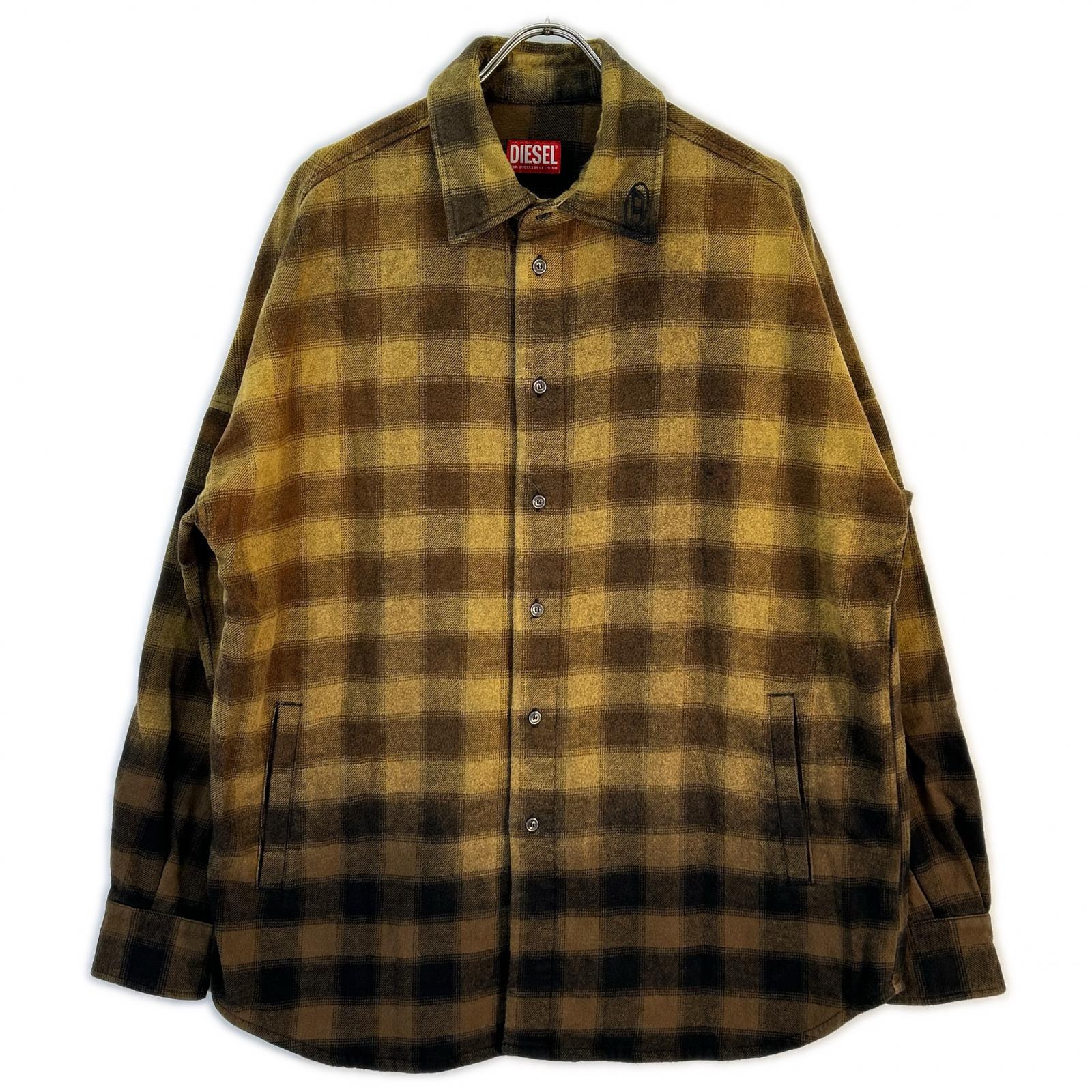 23AW A10687 Brown Block Check Flannel Shirt Top 48 Men's